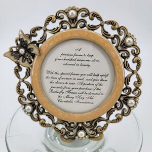 Mary Kay VTG Bronze Metal Butterfly Enameled Embellished Picture Frame NIB